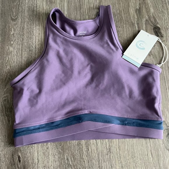 Johnny Was Calme Criss Cross Purple High Neck Activewear Sports Bra Medium M - Picture 4 of 9